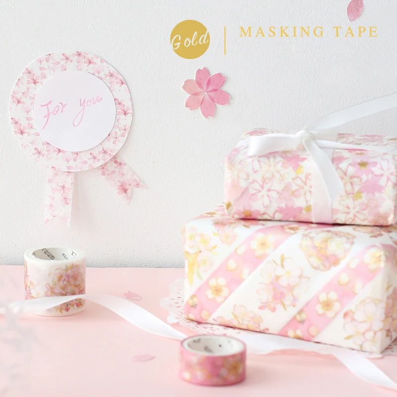 

JIANWU sakura gilding washi tape Romantic pink Decorative sticker Packing tape kawaii