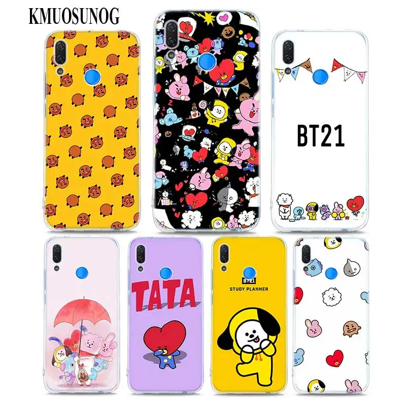 Transparent Soft Silicone Phone Case BTS bt21 for huawei P