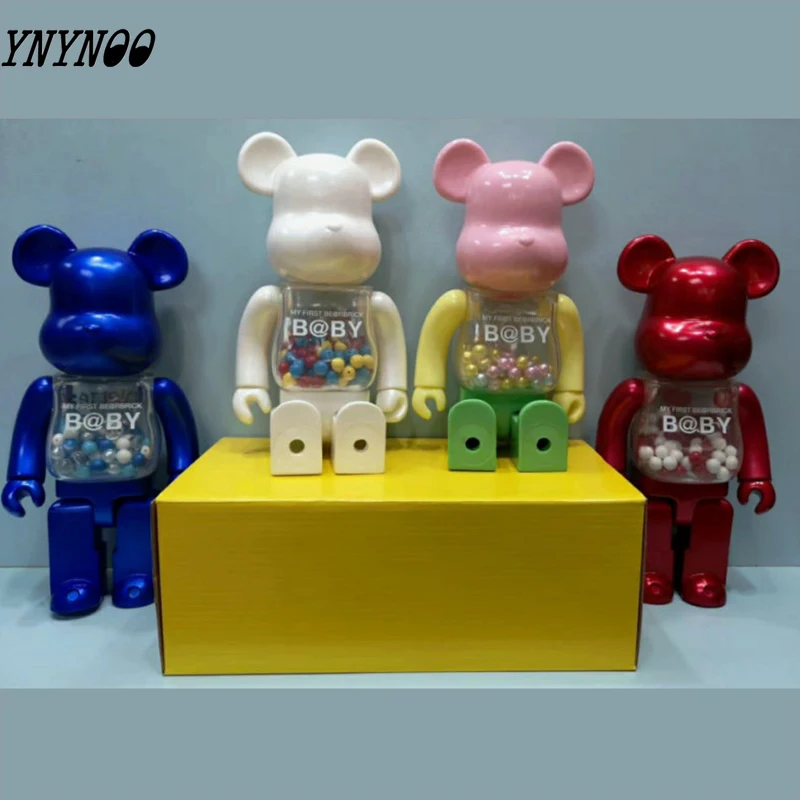 28cm 400% Bear@brick Action Figures Block Bear PVC Model Figures Children Gifts DIY Paint Dolls Kids Toys