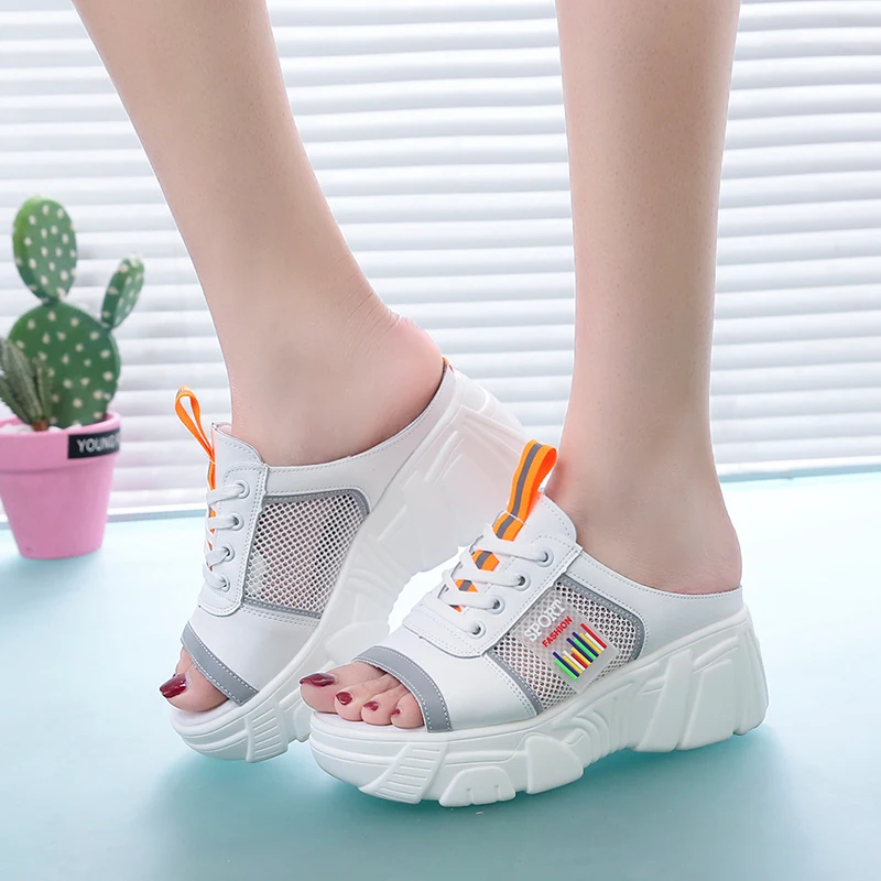 

Lucyever 2019 New Casual Women Sandals Platform Thick Bottom Wedges Sandals Peep Toe Shoes Woman Summer Slipper Flip Flops
