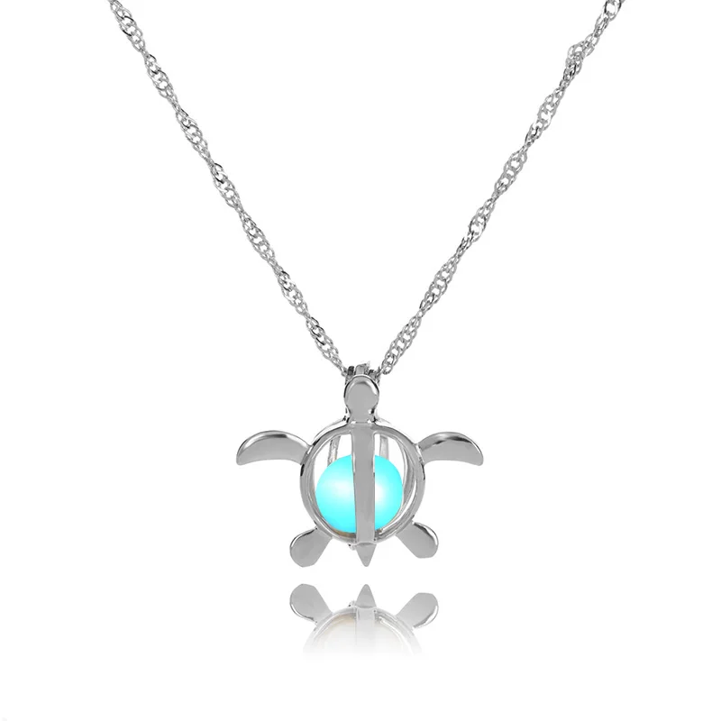 Модный серебряный кулон в виде морской черепахи ожерелье очаровательное светящееся Ожерелье Милые светящиеся украшения чокер в подарок для женщин ожерелье
