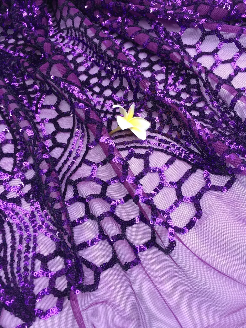 Дизайн фиолетовые пайетки кружева высокого качества кружевная ткань с блестками в африканском стиле ткань французский блесток ткань для шитья вечерние платья