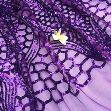 Дизайн фиолетовые пайетки кружева высокого качества кружевная ткань с блестками в африканском стиле ткань французский блесток ткань для шитья вечерние платья