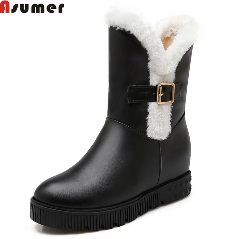 

ASUMER black pink new arrive women boots fahsion solid color ladies boots simple comfortable buckle ankle boots Keep warm inside