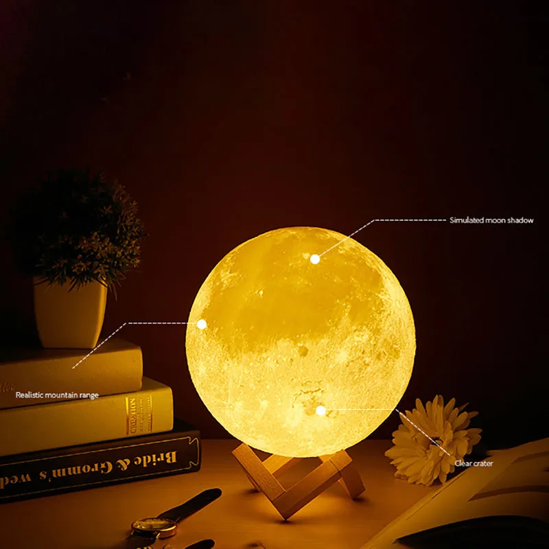 مجموعة أصدقاء 3D طباعة القمر تزيين الكرة اللون تغيير اللمس التبديل نوم خزانة ديكور المنزل الإبداعية هدية