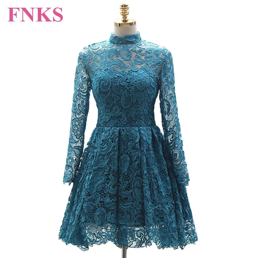 Emerald green long sleeve short dresses for women