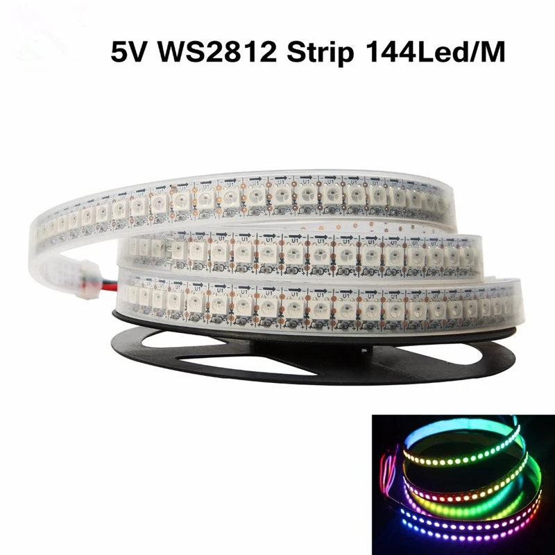 

Hot sale Good price 1M WS2812B White/Black PCB 144 Pixels WS2812 IC built-in 144leds/m Digital 5050 SMD RGB LED Strip DC5V