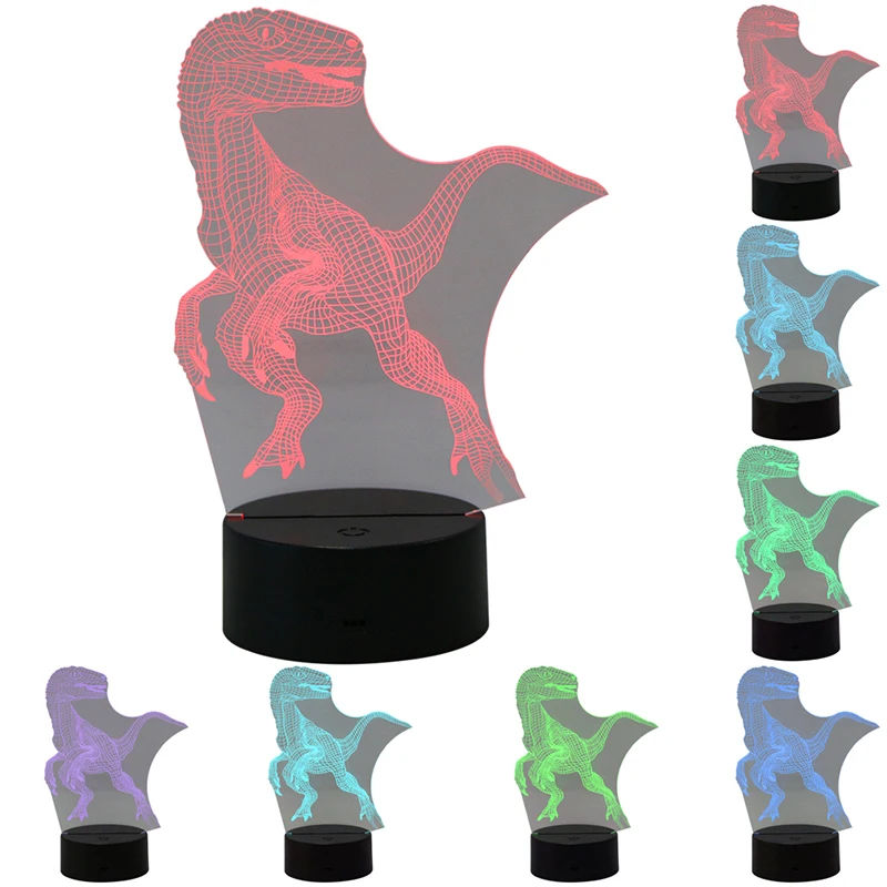 Новый 2019 3D динозавров лампы мальчик малыш подарков светодиодный ночник настольная лампа Touch Романтический праздник 7 цветов изменить