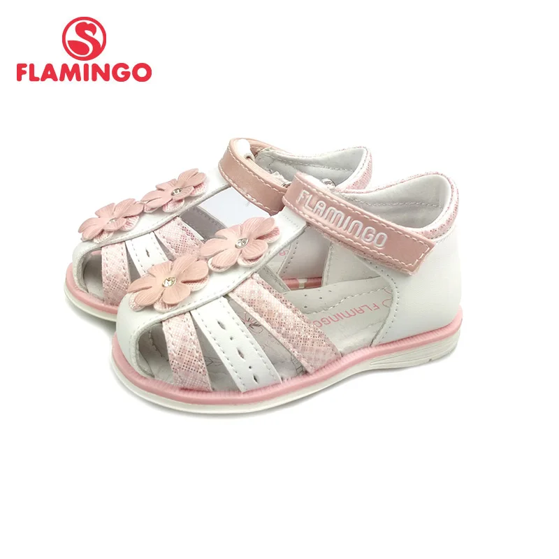 

FLAMINGO kids Sandals Hook& Loop Flat Arched Design Chlid Casual Princess Shoes Size 21-26 For Girls 91S-HL-1407