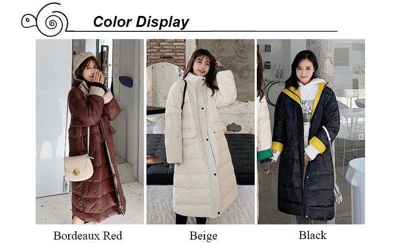 Корейский стиль негабаритная Свободная Женская зимняя куртка с капюшоном Длинная хлопковая стеганая Женская парка верхняя одежда два больших кармана однотонное пальто