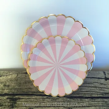 

Free Shipping 40pcs Pink with Foil Gold Party Paper Plates 2 Size for Wedding Birthday Baby Shower Decor Party Tableware