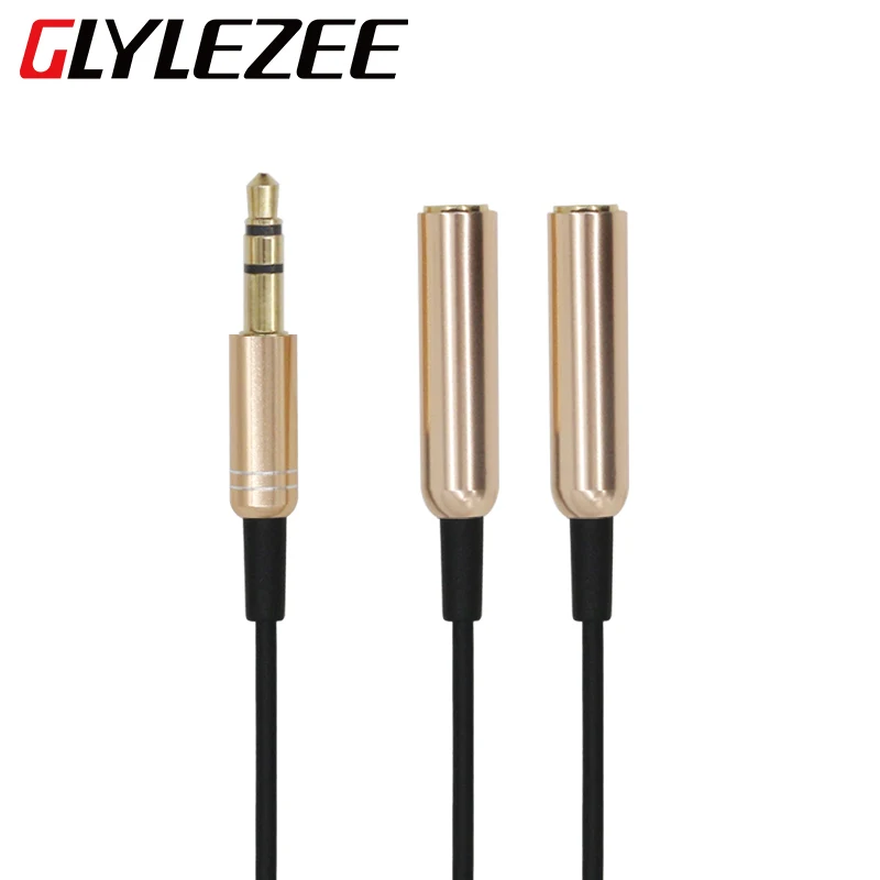 

Glylezee Metal 3.5MM Audio Headset Tieline Adapter Couples Line Earphone Headphones 1 Split in 2 Switch Wiring Accessories