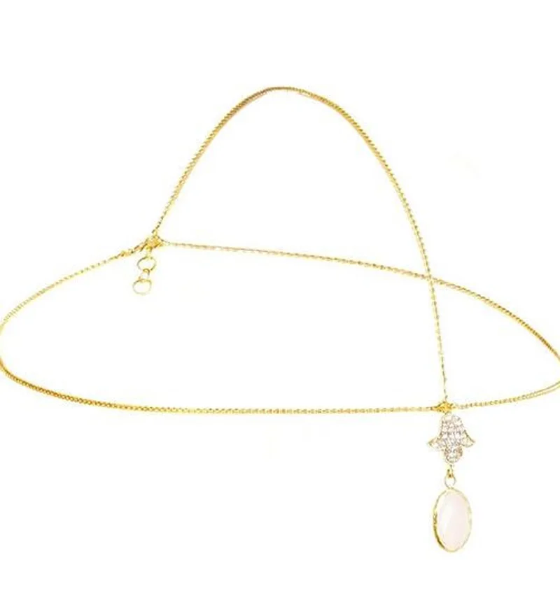 

Fashion Gold Head Chain Hair Jewelry Rhinestone Hand Pink Charm Forehead Hair Accesories Boho Headband