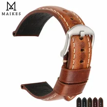 MAIKES Watchband Vintage aceite cera cuero Correa reloj pulsera 20mm 22mm 24mm reloj accesorios correa para Panerai Citizen