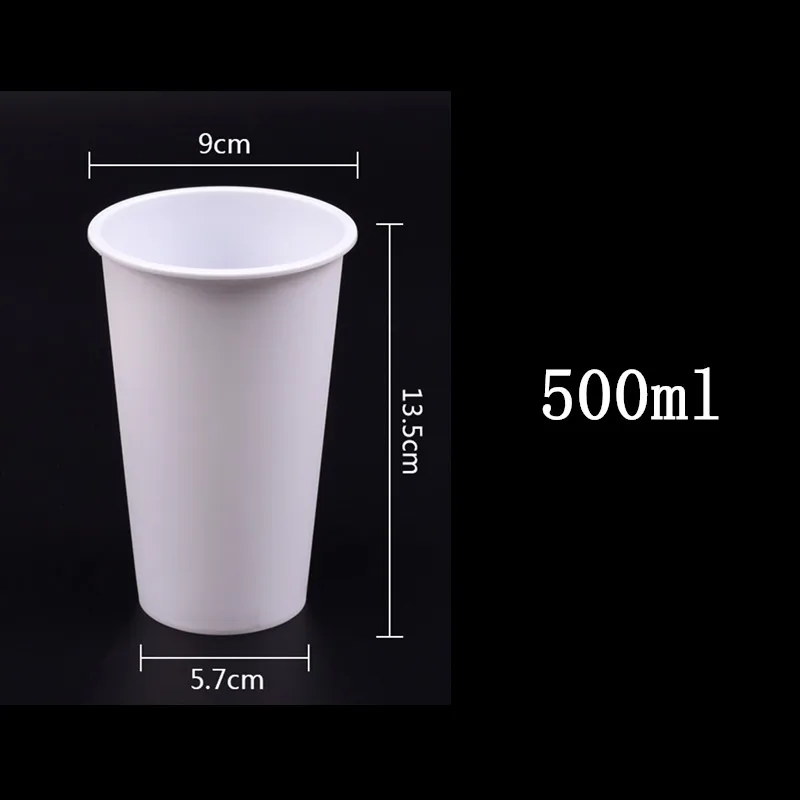 50 шт. Высококачественная Одноразовая Пластиковая Чашка 500 мл увлажнитель в форме мороженого, кофе, молока, чая, фруктового сока, чаша для напитков, толстая чашка для холодного горячего напитка с крышкой - Цвет: only cup