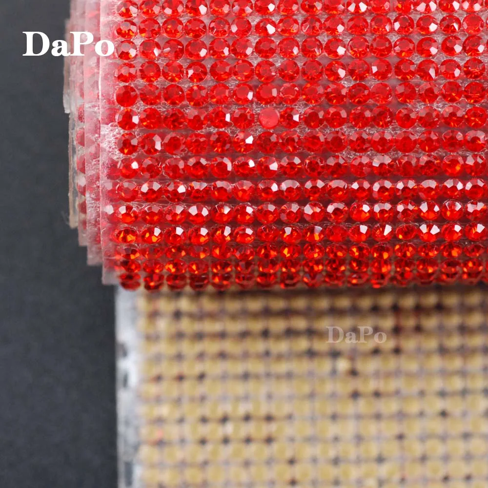 24*40 см SS6 17 цветов стеклянная отделка горного хрусталя Кристалл бисером аппликация исправленное железо на сетчатый страз окантовка в рулоне для свадебного платья - Цвет: Light Siam