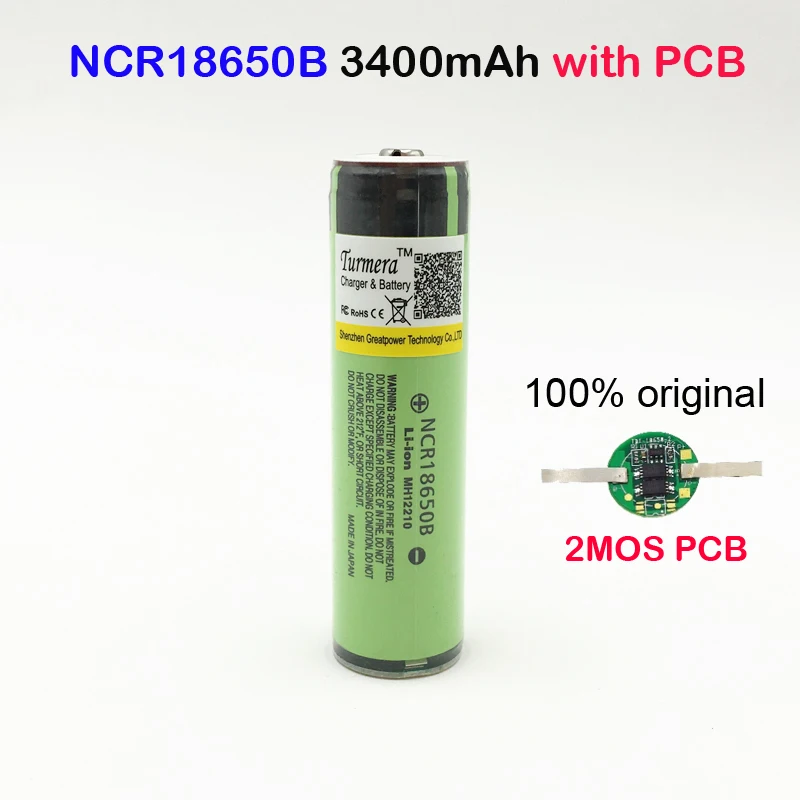 18650 3400mah pcb battery rechargeable battery NCR18650B 3400mah 3.7 v