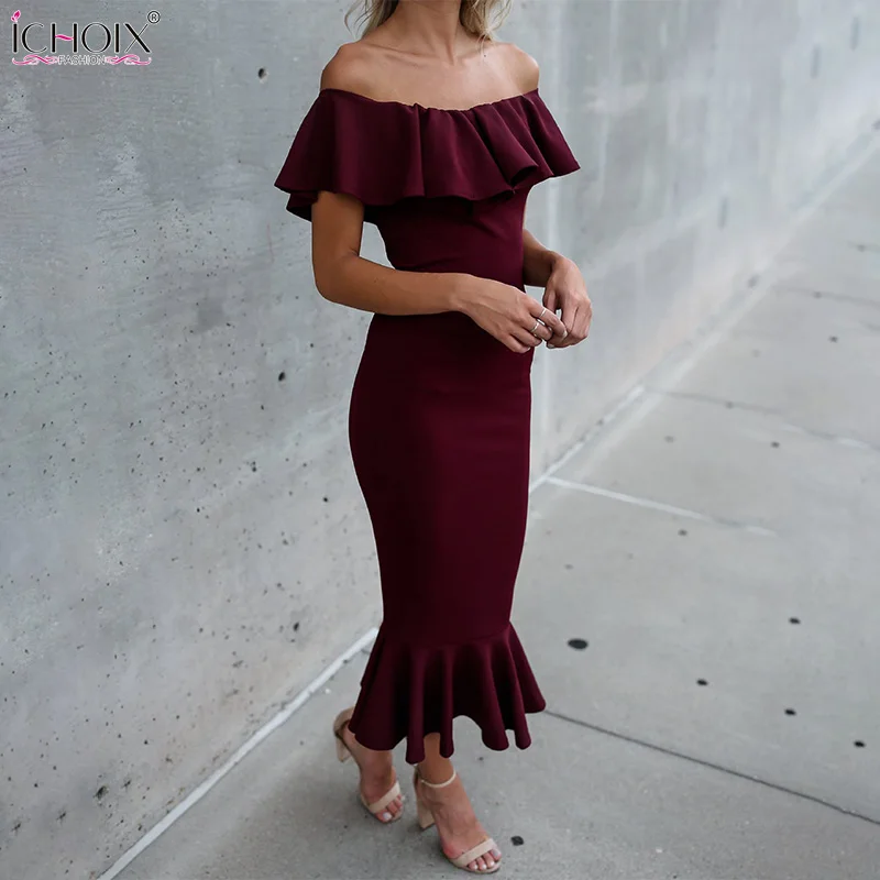 wine colored midi dress
