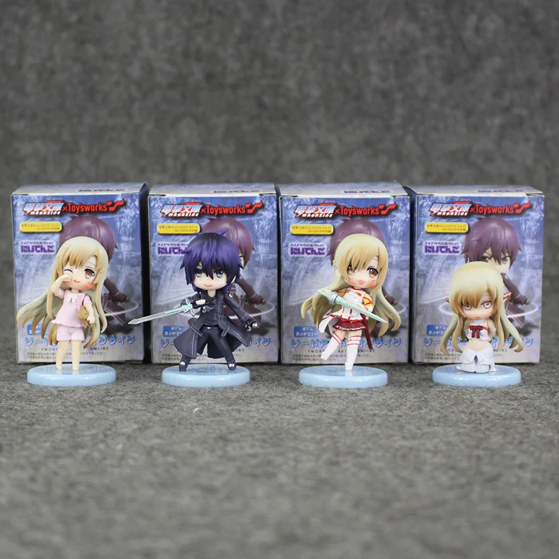 6cm 4pcs/set Cute Sword Art Online figure set SAO Kirito Asuna Niitengo ver Pvc Toys
