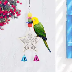 Новые Симпатичные деревянные пять звезд Снежинка Елочная игрушка для попугай мелких животных Товары для птиц Клетка аксессуары