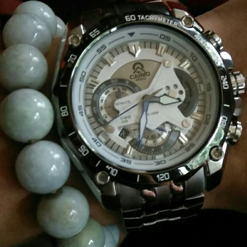 

CAINO Men Sports Watches Chronograph Date Full Steel Business Fashion 100M Waterproof Man Luxury Brand Watch Quartz Wristwatches