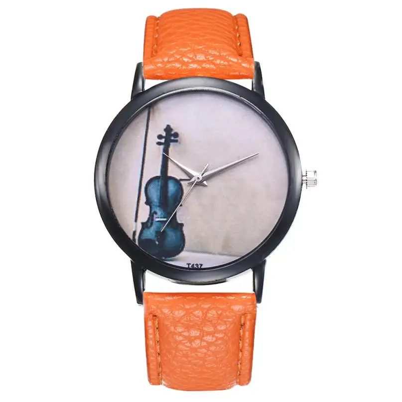 Музыкальные инструменты красочные женские кварцевые часы Необычные темперамент повседневные женские наручные часы простые подарки на день рождения# D