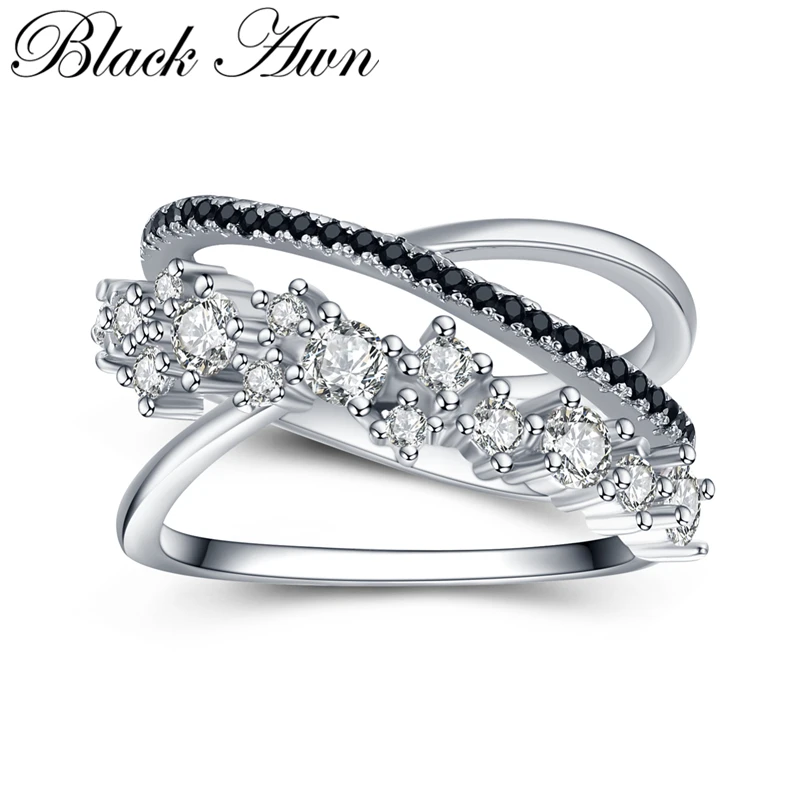 Новинка, романтическое 925 пробы Серебряное ювелирное изделие для помолвки, черная шпинель, обручальное кольцо для женщин, Anillos Mujer G075