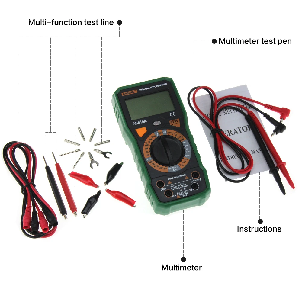 ANENG AN819A мультиметр цифровой транзистор тестер мини мультиметры цифровые мультитестер Цифровой мультиметр вольтметр