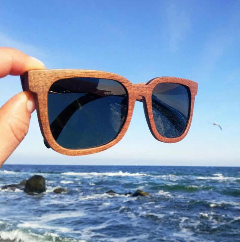 BOBO BIRD Walnut Wood Sunglasses Women Polarized Square Sun Glasses Men Eyewear zonnebril dames