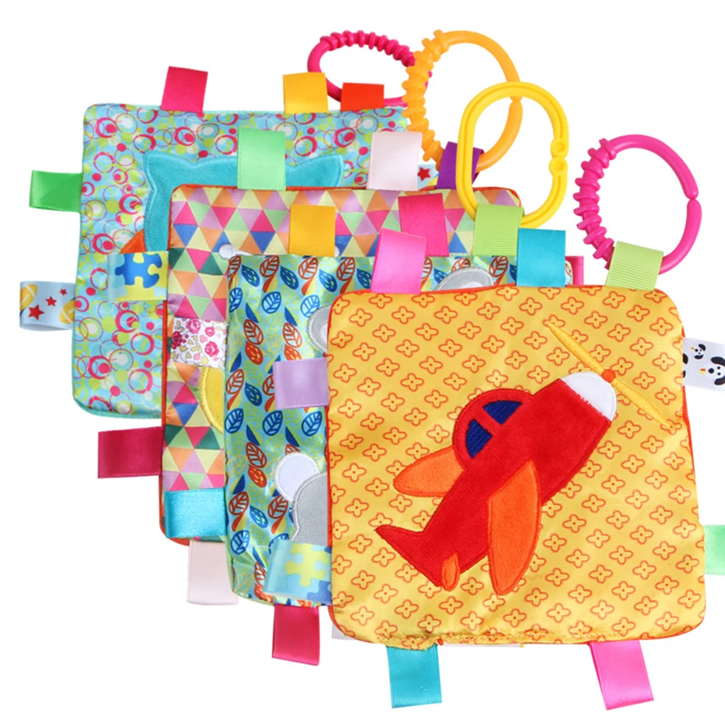 

Cartoon Baby Infant Hand Grasping Soft Cloth Kerchief Baby Hand Towel Rattle Toddler Teething Sound & Sensory Developmental Toy