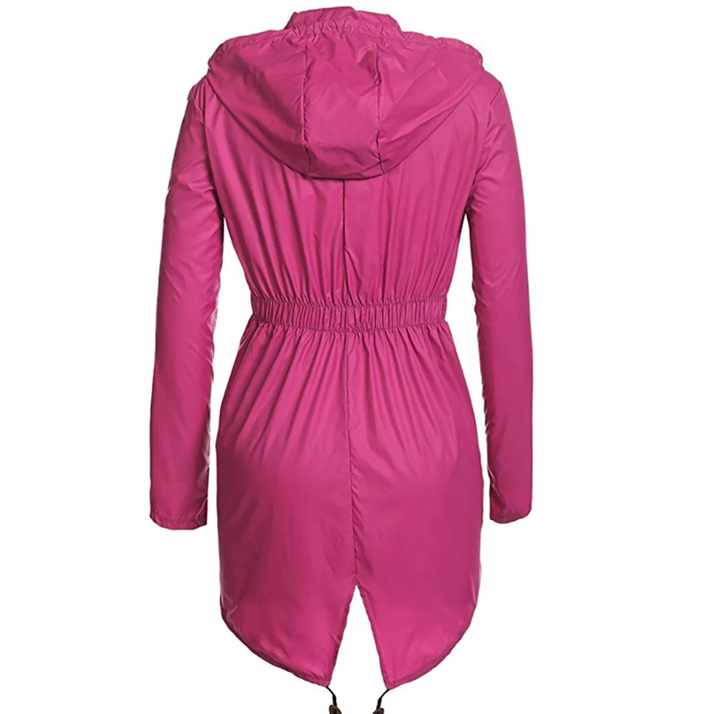 بلون النساء مقنعين المعطف الطويل يندبروف ماء في الهواء الطلق المطر سترة 2018 بلون النساء مقنعين المعطف الطويل يندبروف ماء في الهواء الطلق المطر سترة 2018