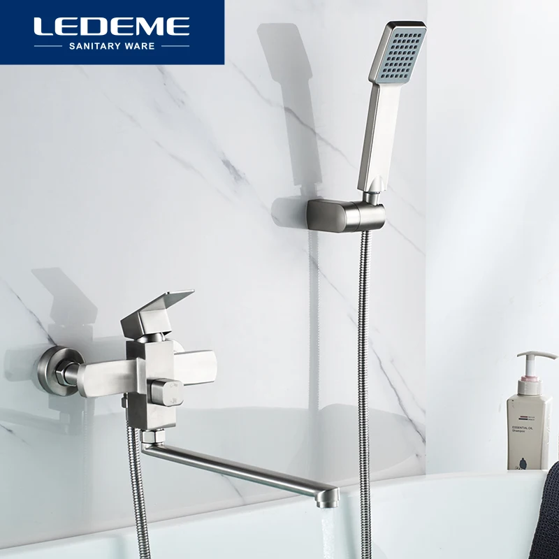 ORIGINAL LEDEME Stainless Steel Shower Faucet Set Bathtub Shower Faucet Bathroom Shower Head Wall Mixer Tap