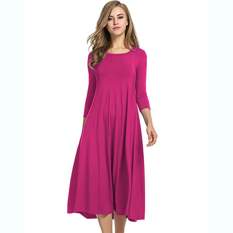 

Vintage Dress 2XL 3XL Long Sleeve Dress Midi Plus Size Casual Ladies Dresses Elegant Cotton Retro A Line Clothes 2019