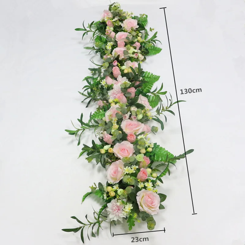 Flone Artificial Flower Row Luxurious Wedding Decor Rose Flower Row Silk Road Cited Flowers Arched DIY Background Flower Wall (20)
