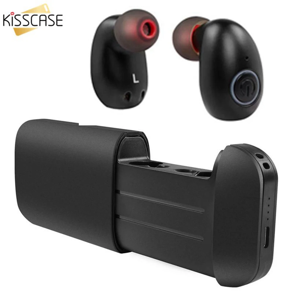 

KISSCASE HiFi Sound Bluetooth Earphone for iPhone 7 8 X Stereo In-Ear Earphone Wireless Headphone Headset with Charging Battery