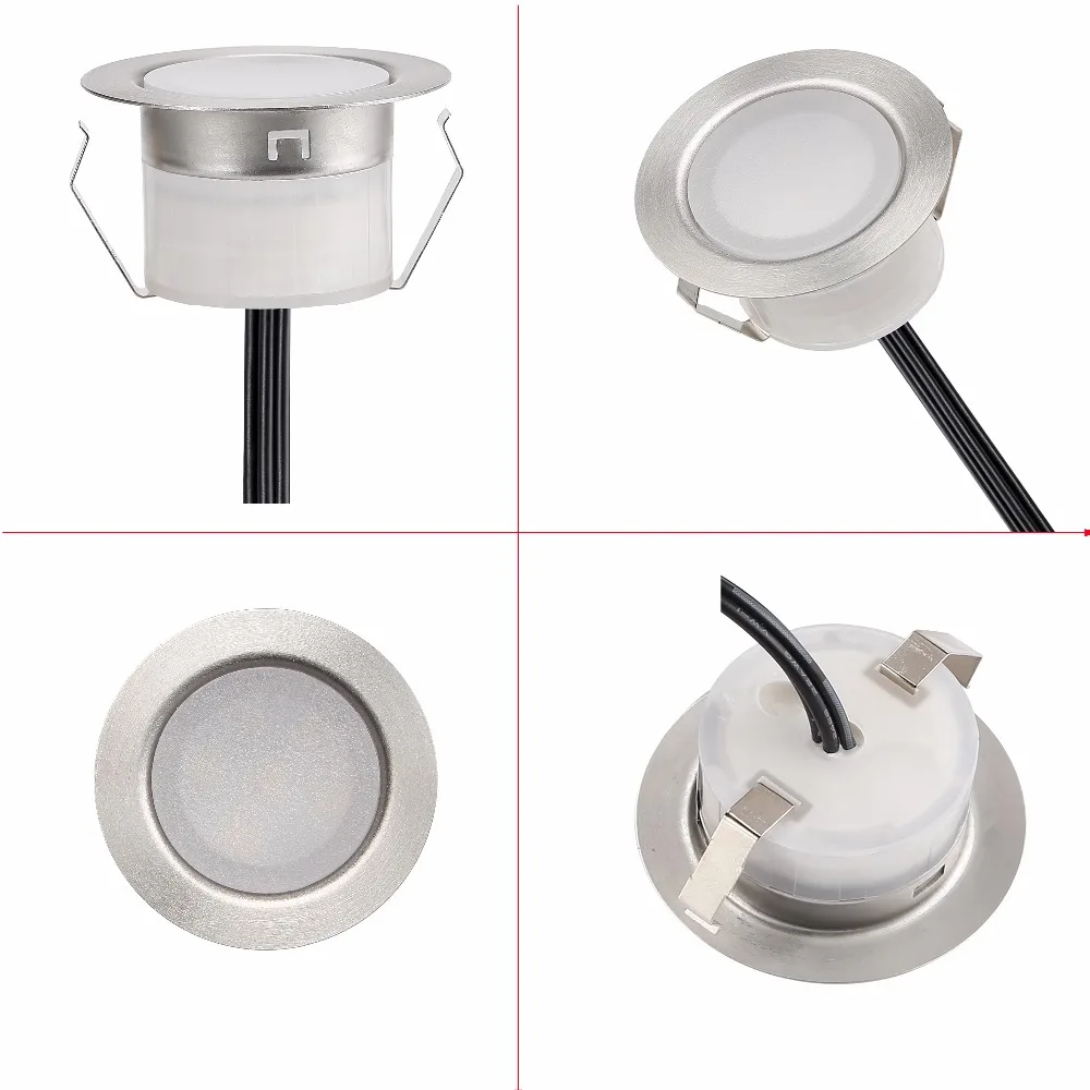 US $59.99 10pcsSet 45mm Outdoor Garden Landscape Stair Pathway Kickboard Recessed 12V Kitchen LED Deck Rail Step Soffit Lights