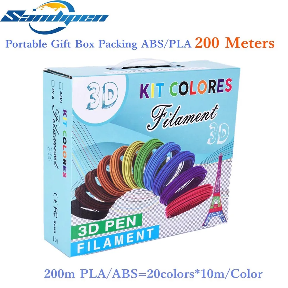 

10M*20Colors 200M 3D Drawing Pen Filament ABS/PLA 1.75mm Random Color 3D Pen Printer Filament 3D Printing Material Sandipen 201