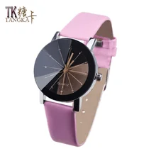 high quality Glass Quartz Men’s Watch 4color round Table mirror leather watchbands clock fashion Women’s quartz Wristwatches