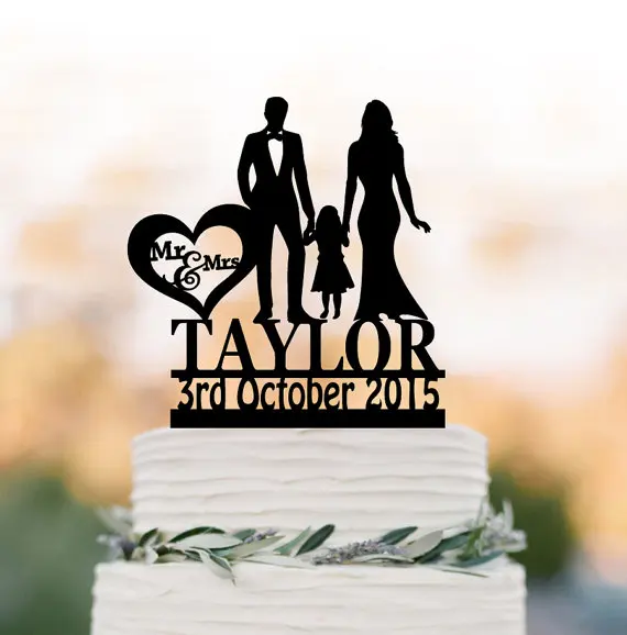 family-wedding-cake-topper-with-girl-customized-wedding-cake-toppers-funny-wedding-cake-toppers-with-child-silhouette