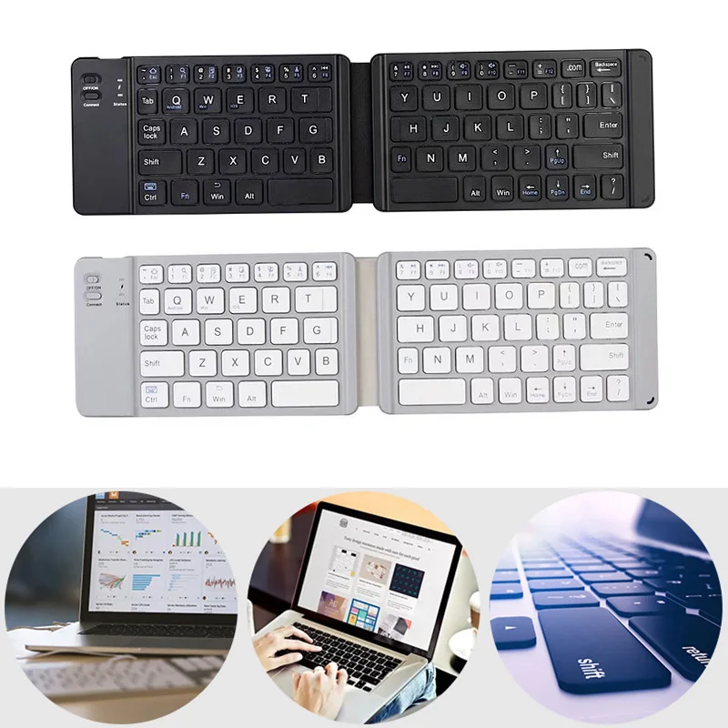 

2019 Hot Bluetooth Keyboard Double Folding Aluminum Alloy for Tablet Mobile Phone PC For DOY