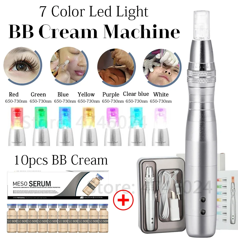 

BB Cream Glow 7 Colors Lights LED Treatment Machine Stimulate Skin Tightening Remove Scar Reduce Wrinkles Device Skin derma pen