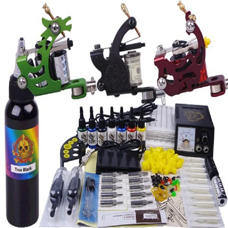 

High-grade Complete Tattoo Kit tattoo tool equipment Needles+Ink+Power+Tattoo Machine Gun Lining Makeup supply Body Art kit