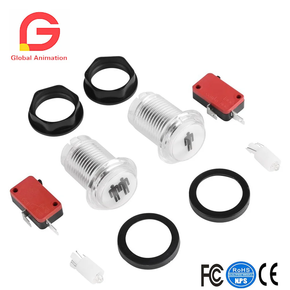 Светодиодная подсветка 1P и 2P черная печать сделай сам аркадный кнопочный