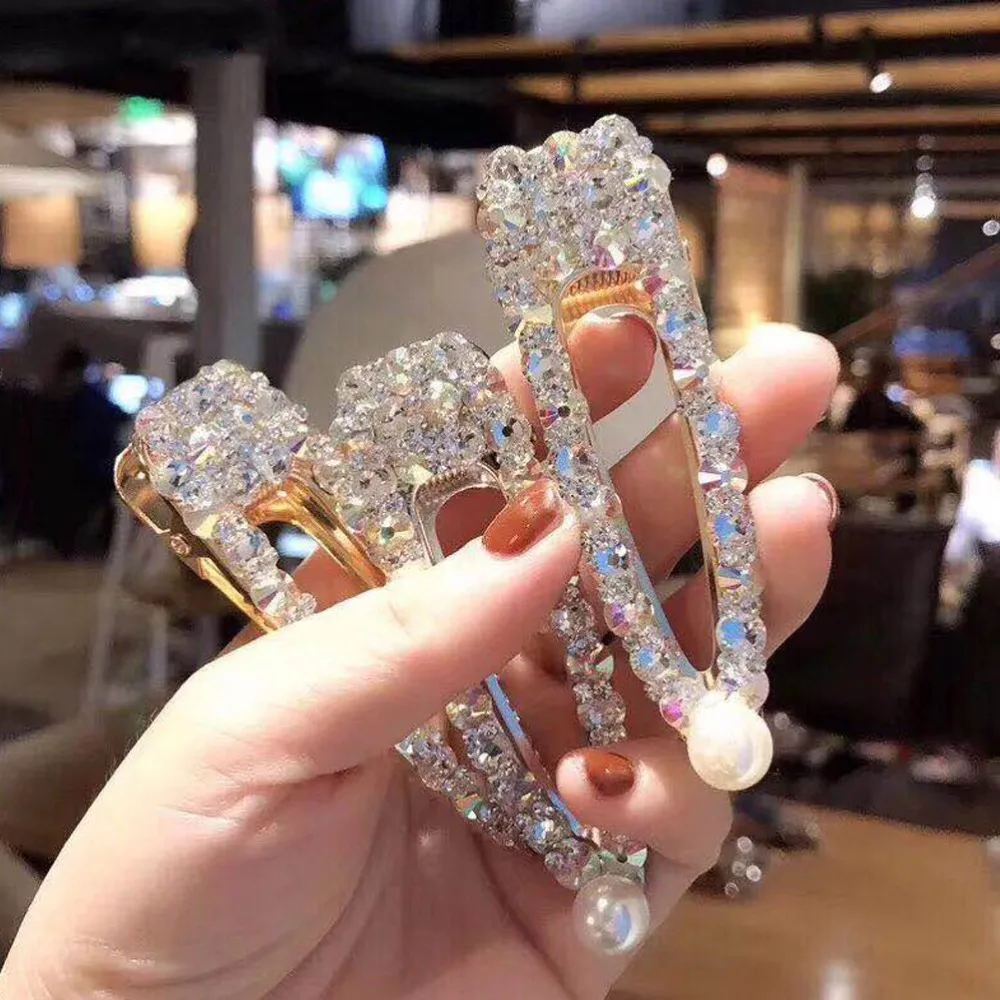 

SNS Hot Fashion Full Rhinestone Crystal Alloy Hair Clips For Women Girls 6cm/8cm High Quality Trendy Hair Accessories Hairgrip