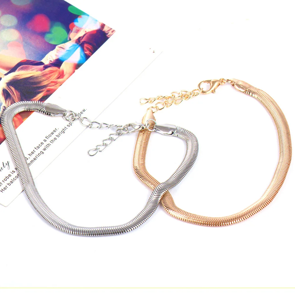 

Gold Silver Plated Snake Chain Bracelet Bangle Women Men Link Wristbands Friendship Jewelry Accessories Adjustable