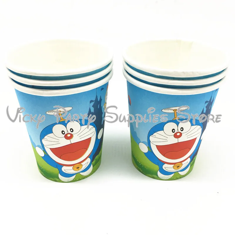 60 шт/лот мультфильм Doraemon тема кошка одноразовые Tabelware набор детский душ кружка ко дню рождения пластины вечерние украшения поставки