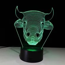 Bull 3d светильник цветной пульт дистанционного управления Led детская комната настольные лампы Powerbank 3d Ночной светильник 7 цветов сменная настольная лампа