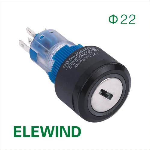 

ELEWIND 22mm Round illuminated key lock switch (PB223PY-11Y/21A/G/12V)