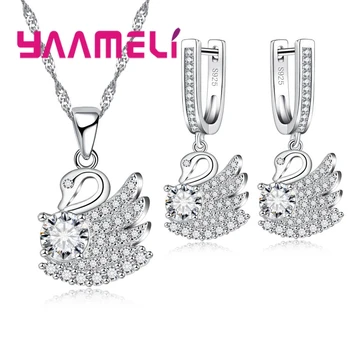 

Popular Jewelry Sets Woman Weddings Cubic Zirconia Necklace Pendants Earrings Set 925 Pure Silver Big Sale