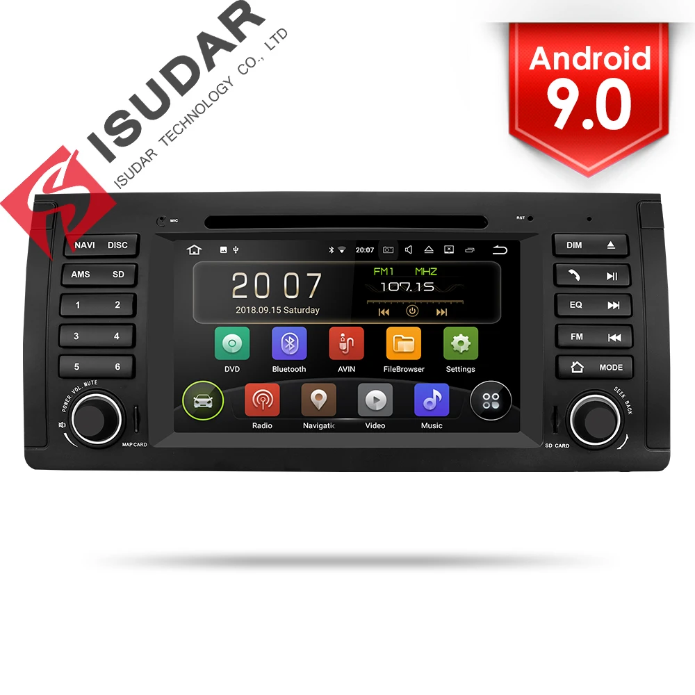 Isudar font b Car b font Multimedia player Android 9 GPS One Din DVD Player For
